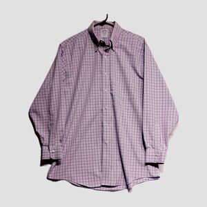 Brooks brothers Slim Fit purple Check Long sleeve button down shirt Size...